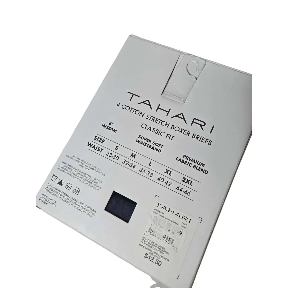 Tahari Mens 4 Pack Cotton‎ Stretch Boxer Briefs Classic Fit Blue Small 28-30 6in